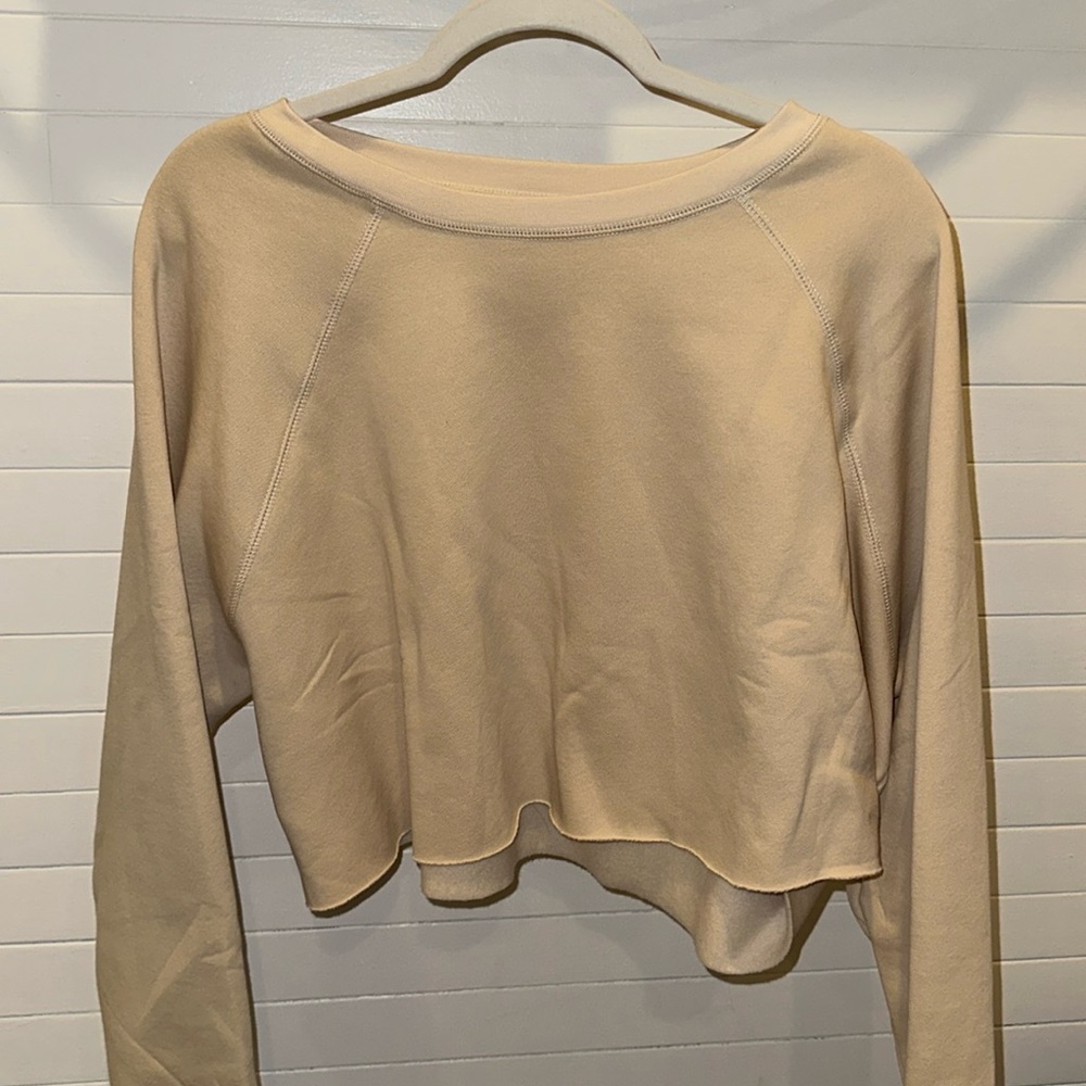 tan cropped crewneck